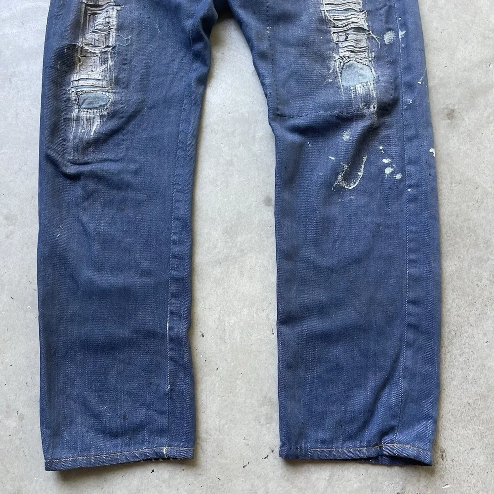 Vintage‎ 50s 60s Ranchcraft Jeans Blue Distressed Repaired Denim USA Talon 32x30